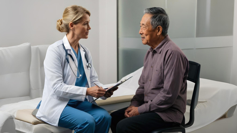 Female HCP with patient